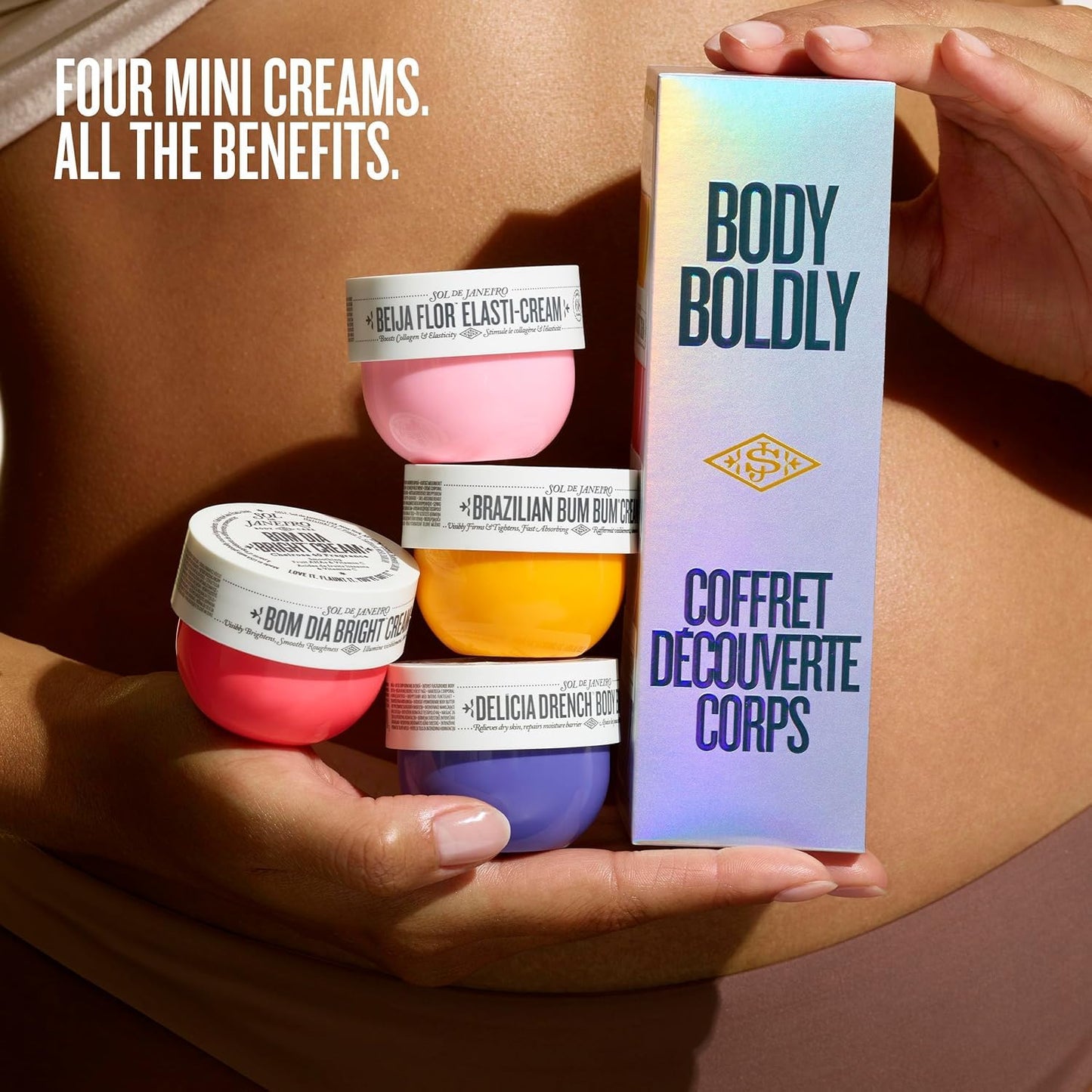 HOTSol de Janeiro Body Boldly Body Cream Discovery Set - Amazon Exclusive | Trial Size Beauty Minis, Gift Set, Set of 4 - 25mL each