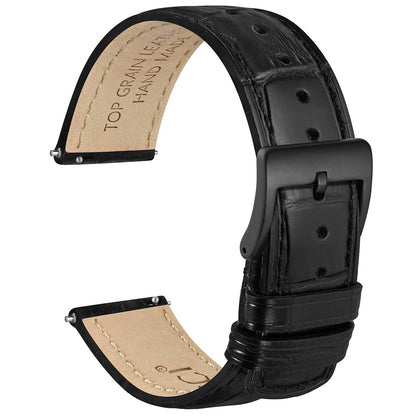 HOTWOCCI Watch Bands, Top Grain Leather, Embossed Alligator Grain, Quick Release, Band Width 18mm 20mm 22mm