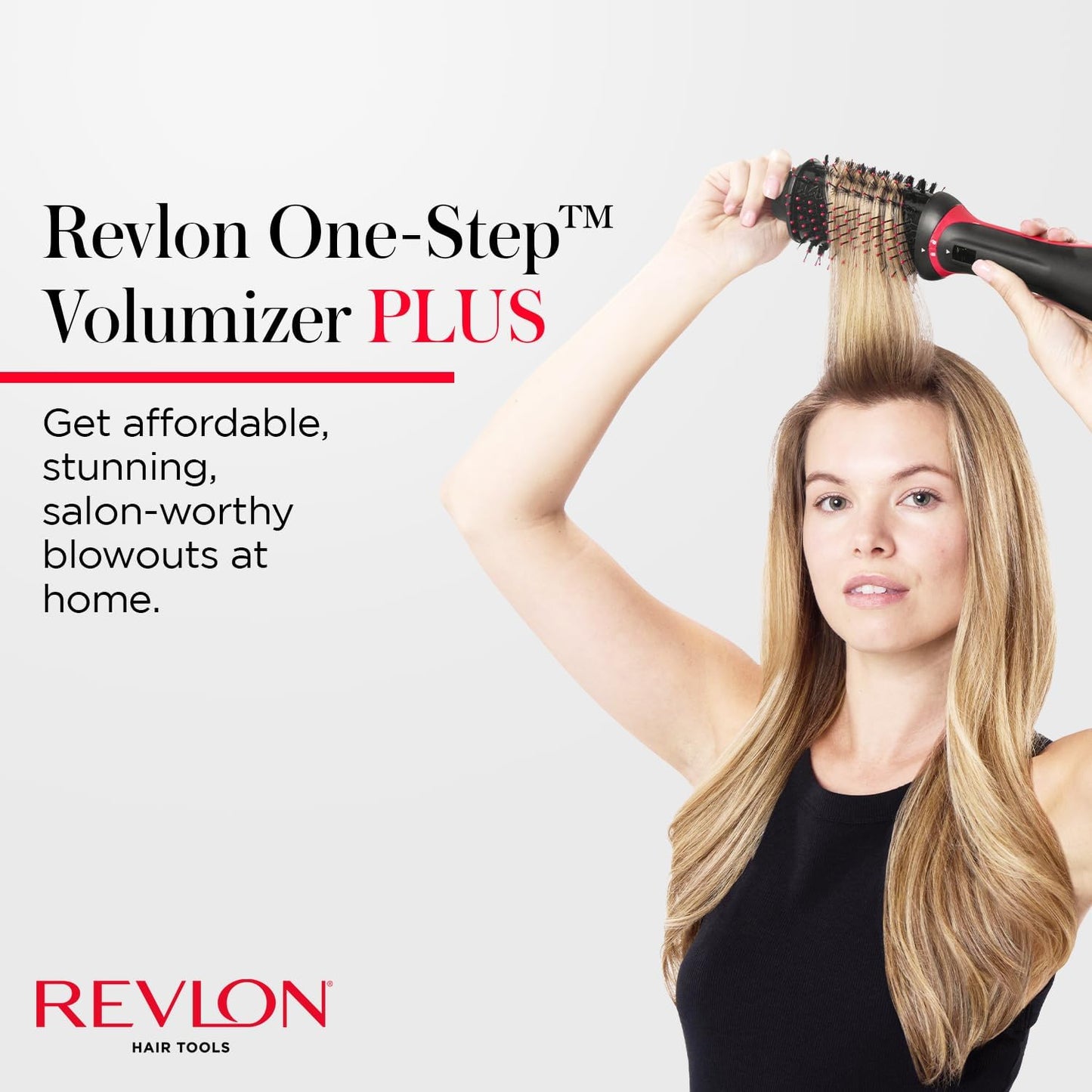 HOTREVLON One-Step Volumizer Plus Hair Dryer and Styler | More Volume, Less Damage, and More Styling Control for Easy and Fast Salon-Style Blowouts, Plus Travel Friendly (Black)
