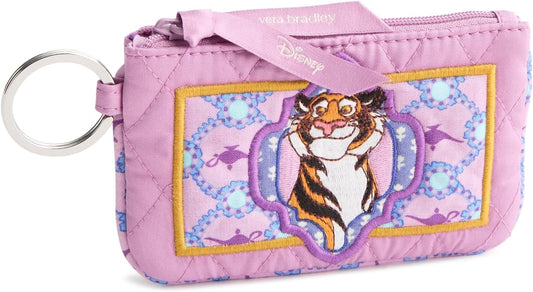 HOTVera Bradley Women's Disney Premium Cotton Zip ID Case – Small Wallet & Credit Card Holder – Jasmine Medallion Smoky Grape