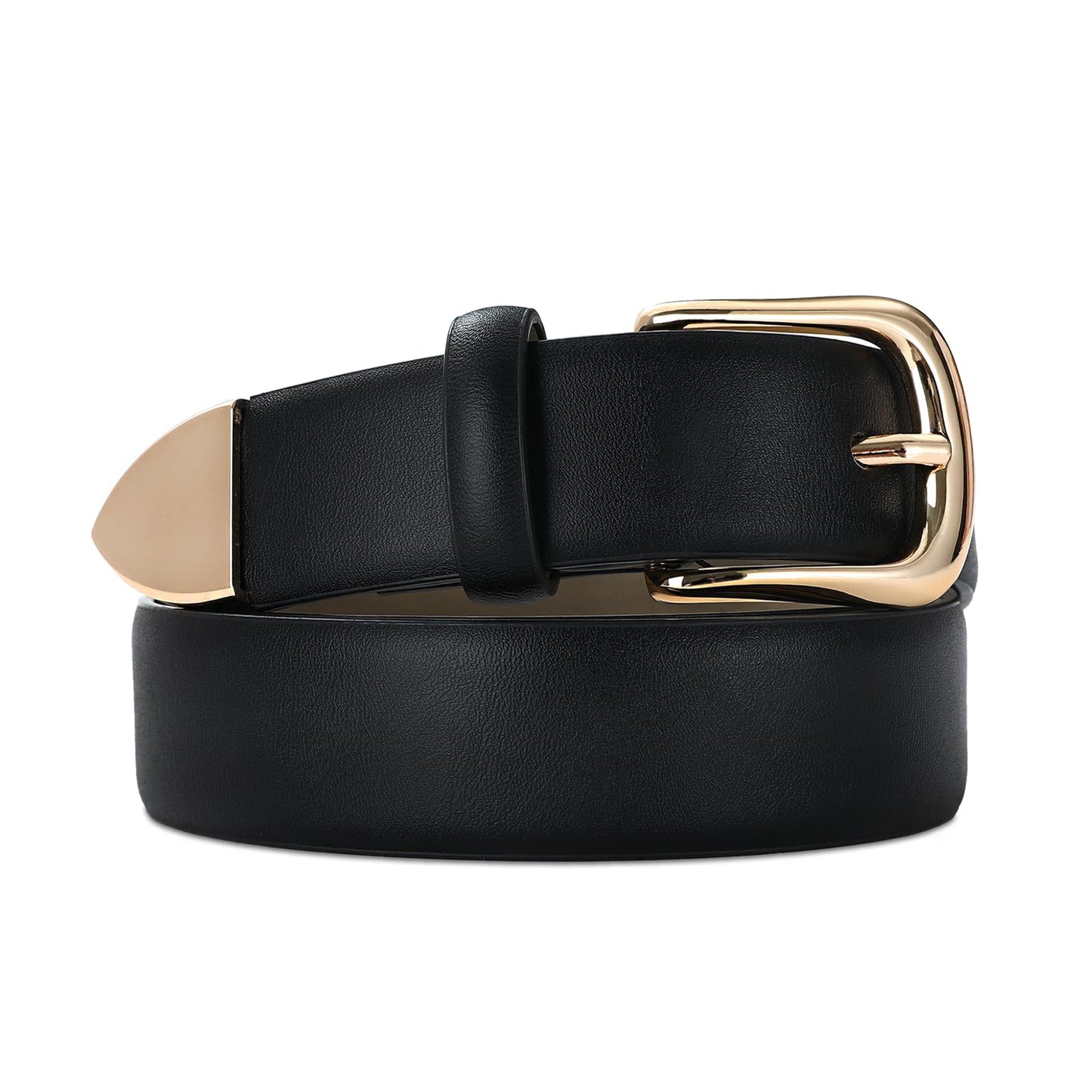 HOTRISANTRY Women's Leather Belts with Gold Buckle Fashion Leather Waist Belt Elegant Ladies Belts for Jeans Gifts for Women