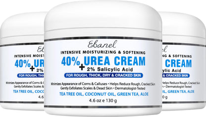 HOTEbanel Urea Cream 40% plus Salicylic Acid 2% for Dry Cracked Feet Skin | Deeply Moisturizes & Softens Dry Cracked Heels, Feet, Knees, Elbows, Hands, Rough Dead Skin Callus Remover Toenail Softener