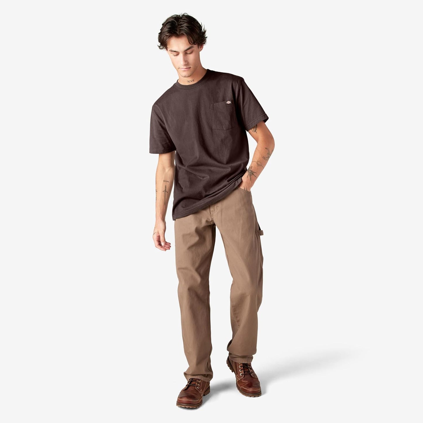 HOTDickies Men's Heavyweight Heathered Short Sleeve Pocket T-Shirt