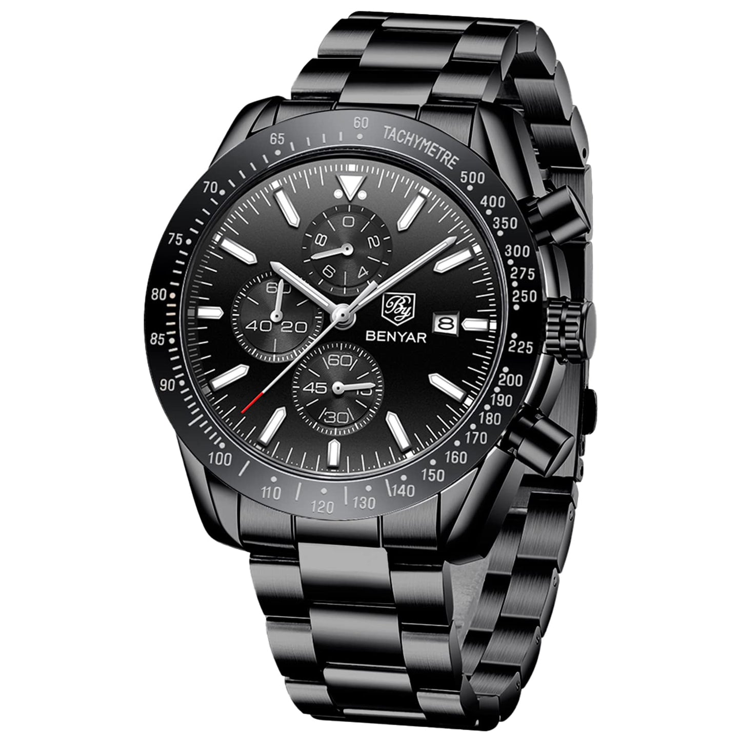 HOTBENYAR Mens Watches Quartz Analog Chronograph Waterproof Wrist Watches for Men Fashion Business Work Casual Sport Dress Watch with Calendar