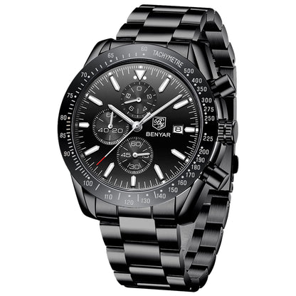 HOTBENYAR Mens Watches Quartz Analog Chronograph Waterproof Wrist Watches for Men Fashion Business Work Casual Sport Dress Watch with Calendar