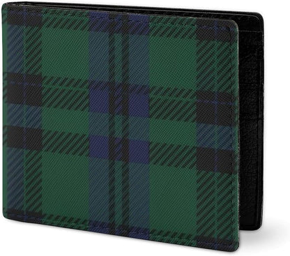 HOTSlim Wallet for Women, Bifold Large Capacity Card Holder Wallet with Cash Compartments and ID Window, Cute Change Purse Easy Access, Green Scottish Tartan Check Plaid