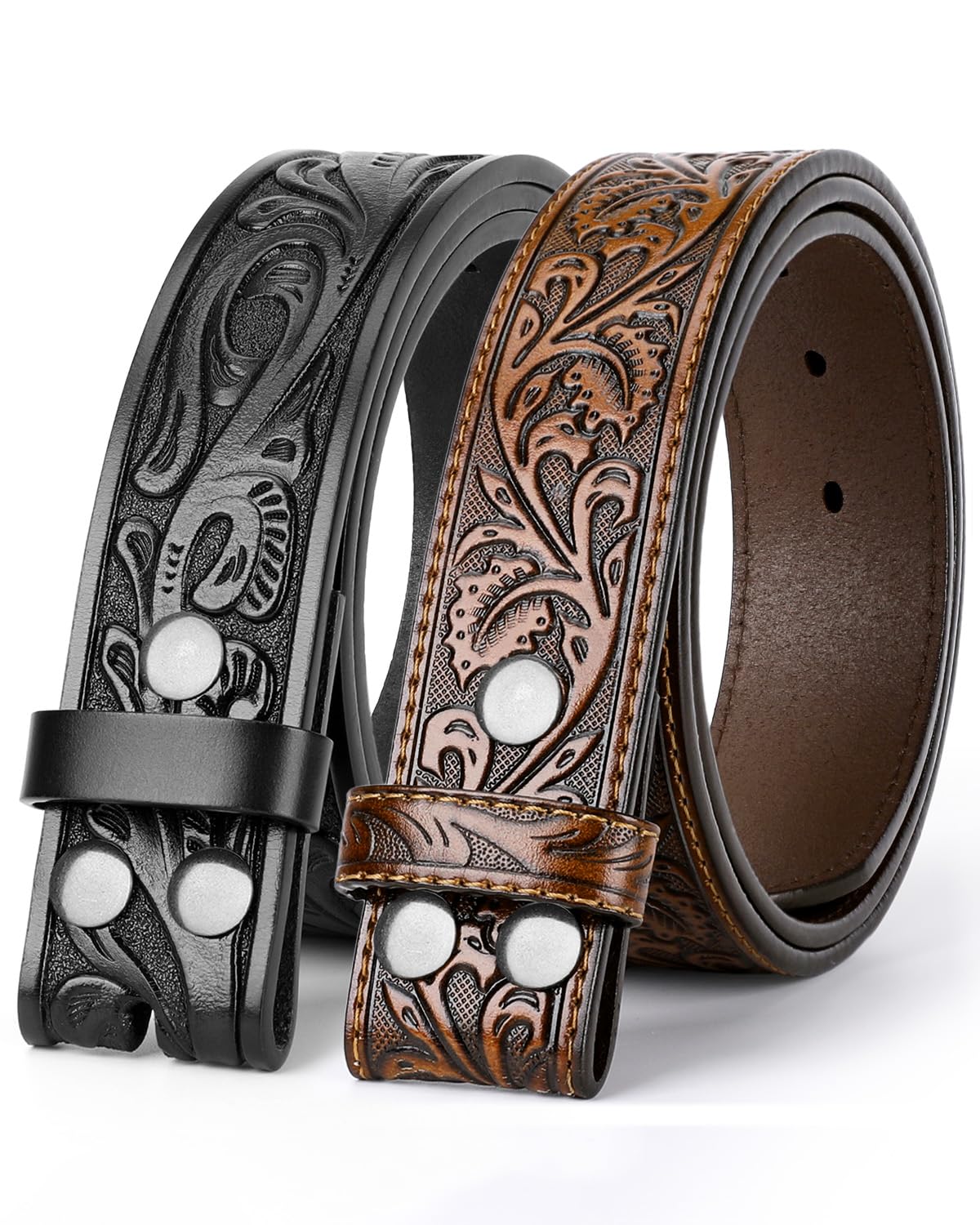 HOTBELTROAD Western Leather Belt Strap for Men Women Cowboy Cowgirl Leather Mens Belts for Jeans Birthday Christmas Belt Gifts