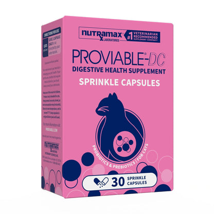 HOTNutramax Proviable Probiotics for Dogs and Cats, Daily Digestive Health Supplement with Multiple Strains of Bacteria, Cat and Dog Probiotics Plus Prebiotics, 80 Capsules