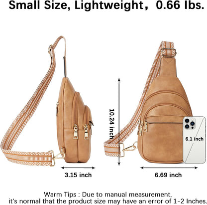 HOTBOSTANTEN Sling Bag for Women Leather Crossbody Bags Fanny Pack Chest Bag for Travel