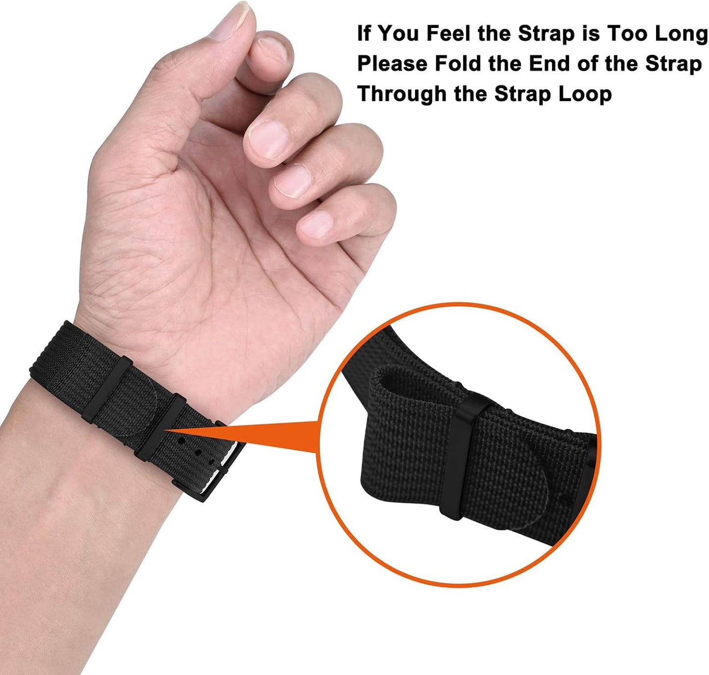 HOTANNEFIT Nylon Watch Band 16mm 18mm 20mm 22mm, One-Piece Waterproof Military Watch Straps with Heavy Buckle