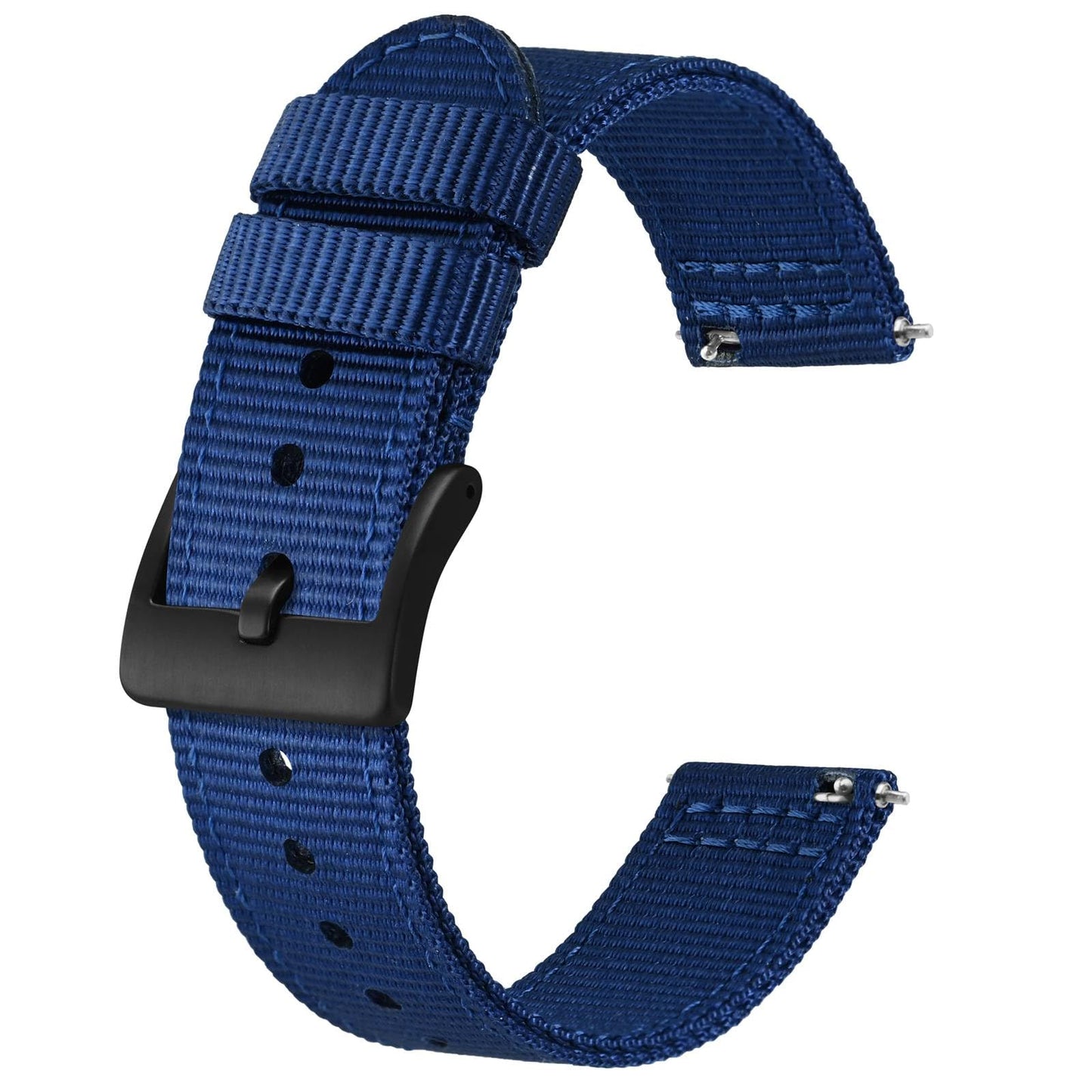 HOTBISONSTRAP Men’s Nylon Watch Bands, Two-Piece Military Watch Straps, Quick Release, Brushed Buckle, Band Width 18mm 19mm 20mm 22mm