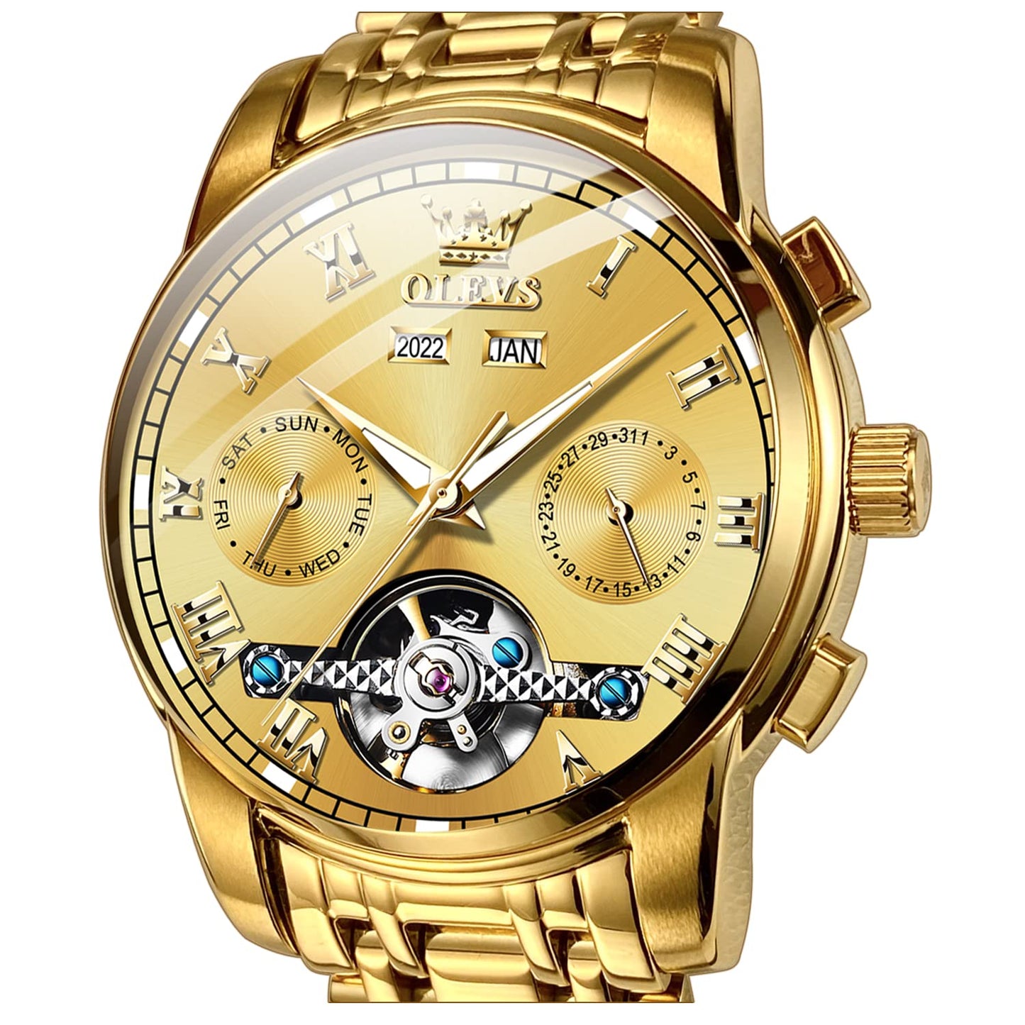 HOTOLEVS Automatic Mens Watch, Self Winding, Stainless Steel, Watch for Men | 50M Waterproof, Tourbillon Mechanical, Luxury Dress, Luminous, Calendar, 41×12mm, No Battery, Automatic Movement