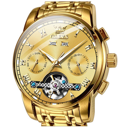 HOTOLEVS Automatic Mens Watch, Self Winding, Stainless Steel, Watch for Men | 50M Waterproof, Tourbillon Mechanical, Luxury Dress, Luminous, Calendar, 41×12mm, No Battery, Automatic Movement