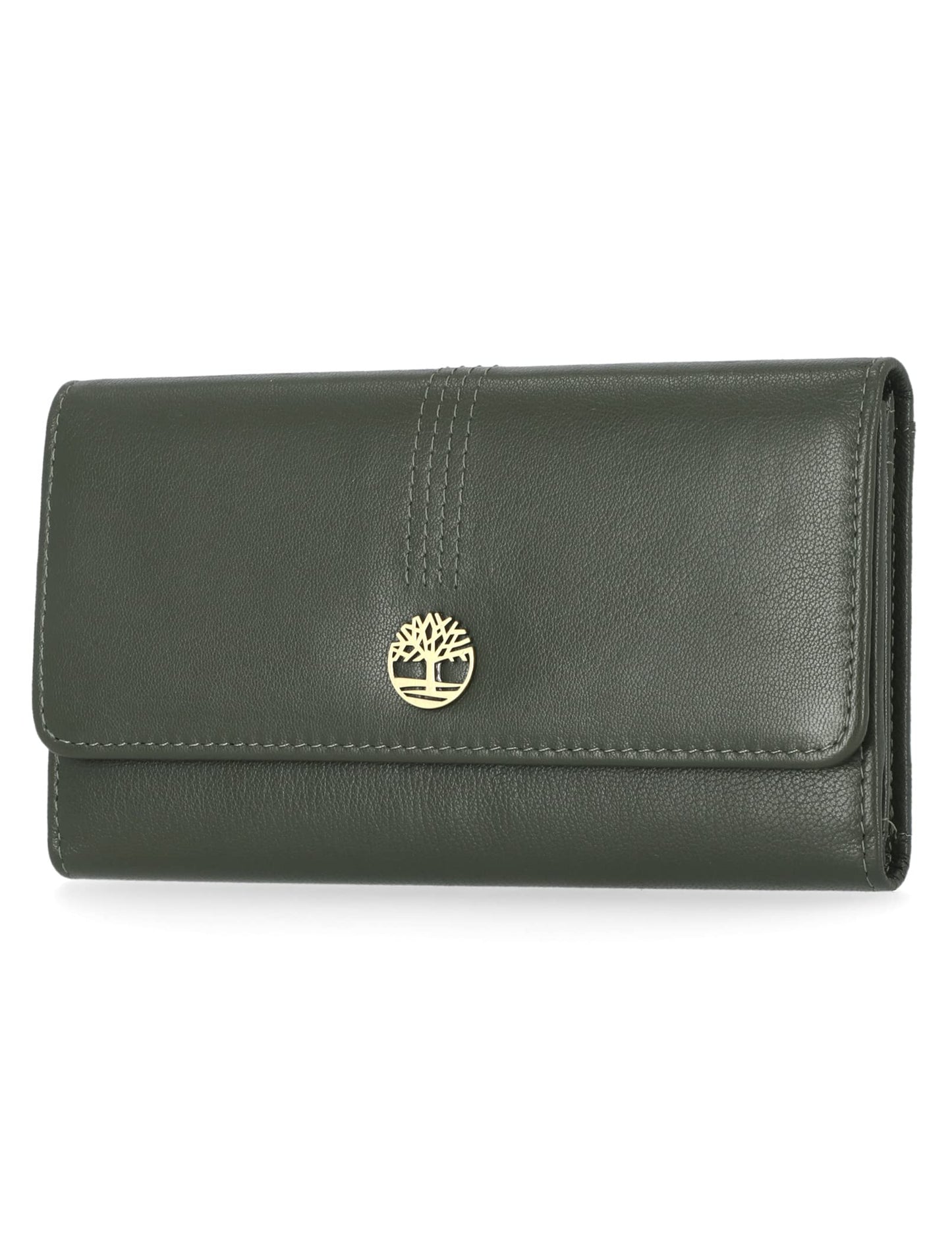 HOTTimberland Leather RFID Flap Wallet Clutch Organizer, Cherry (Pebble)