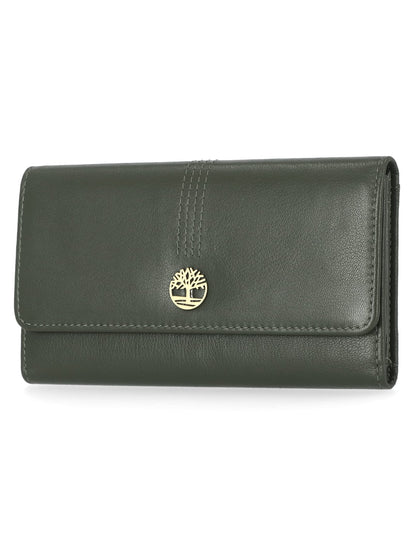 HOTTimberland Leather RFID Flap Wallet Clutch Organizer, Cherry (Pebble)