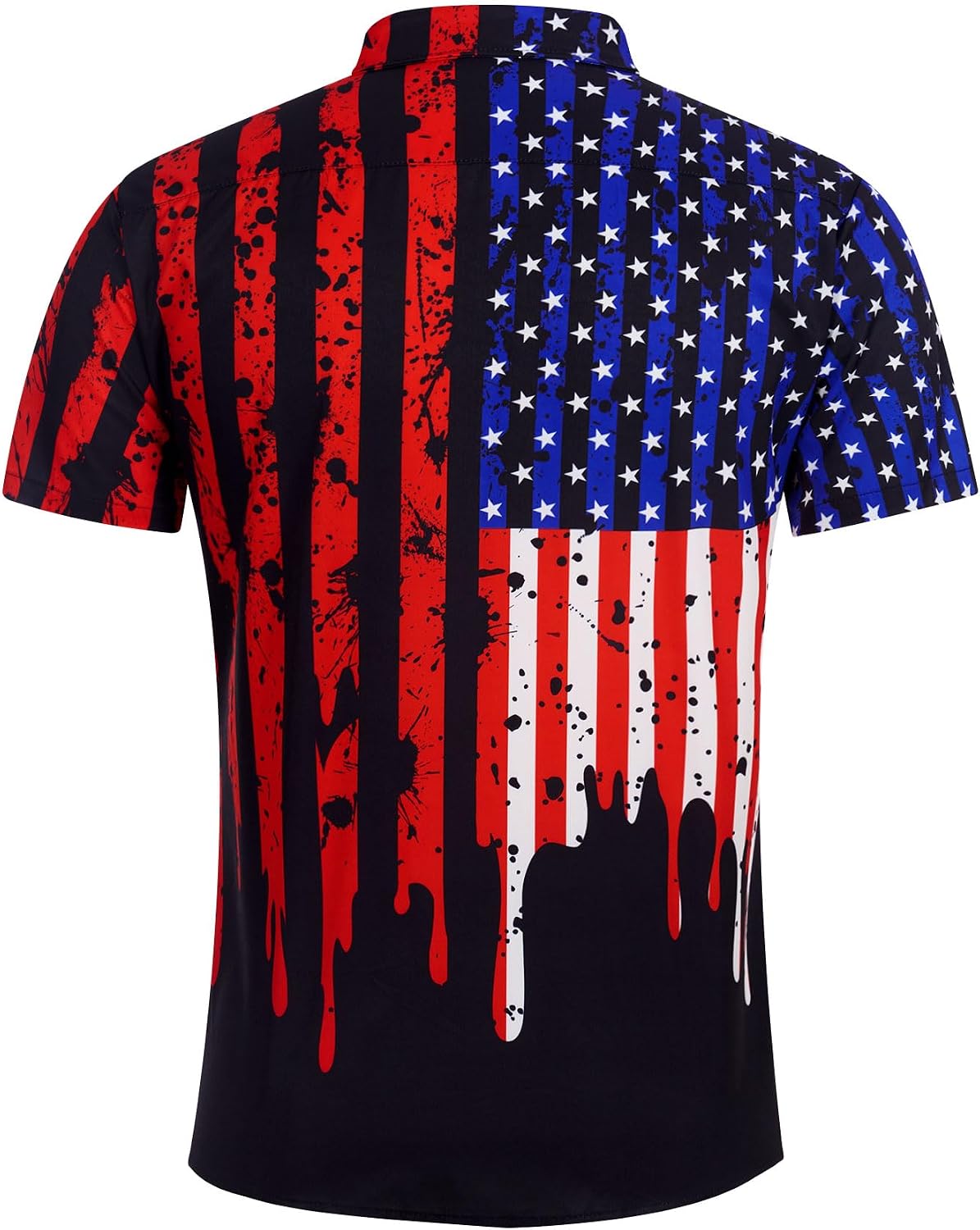 HOTuideazone Mens 4th of July American Flag Patriotic Shirt M-XXL | USA Short Sleeve Button Up Shirt for Independence Day, Memorial Days, Flag Day, 4th of July Parties, Beach Trips and Daily