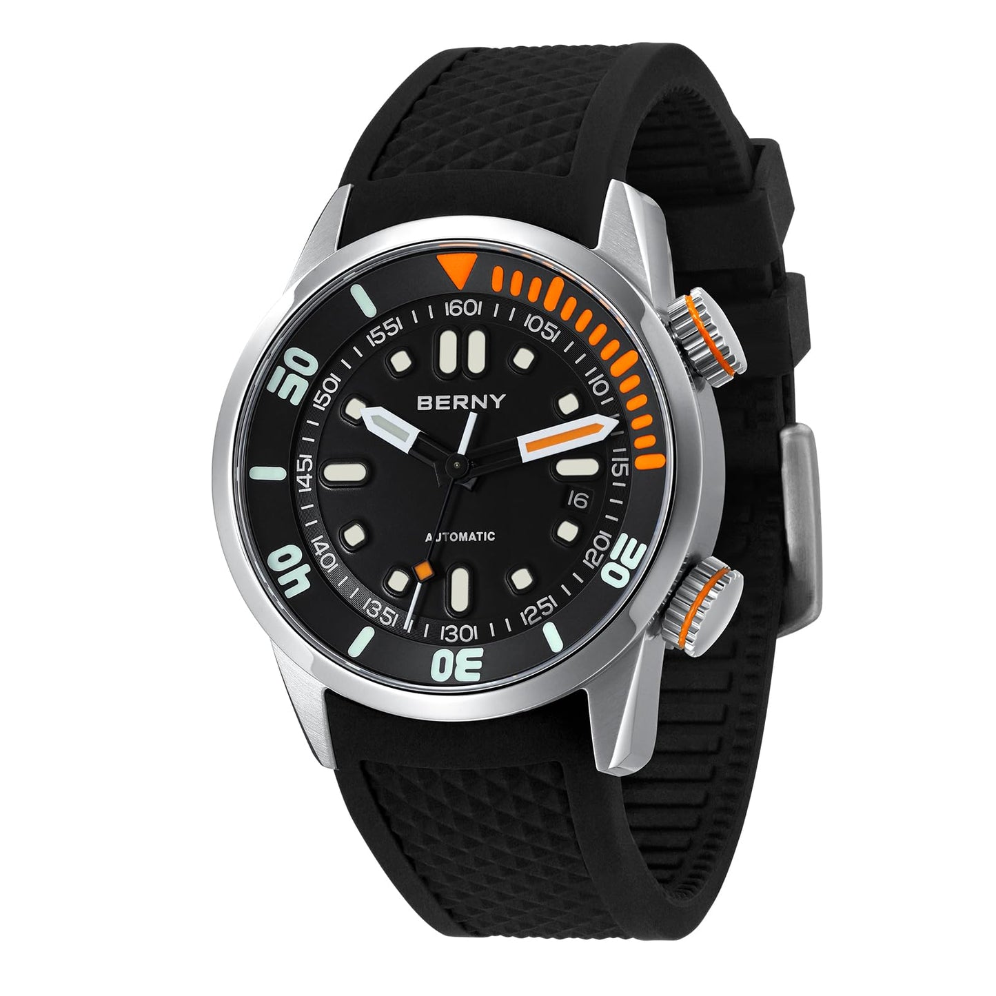 HOTBERNY Men's Dive Watch, Fashion Mechanical Automatic Watches for Men, 20AMT Waterproof Male Wrist Watch, Super Luminous Sapphire Glass Comfortable Silicone Watch Band Luxury Birthday Presents