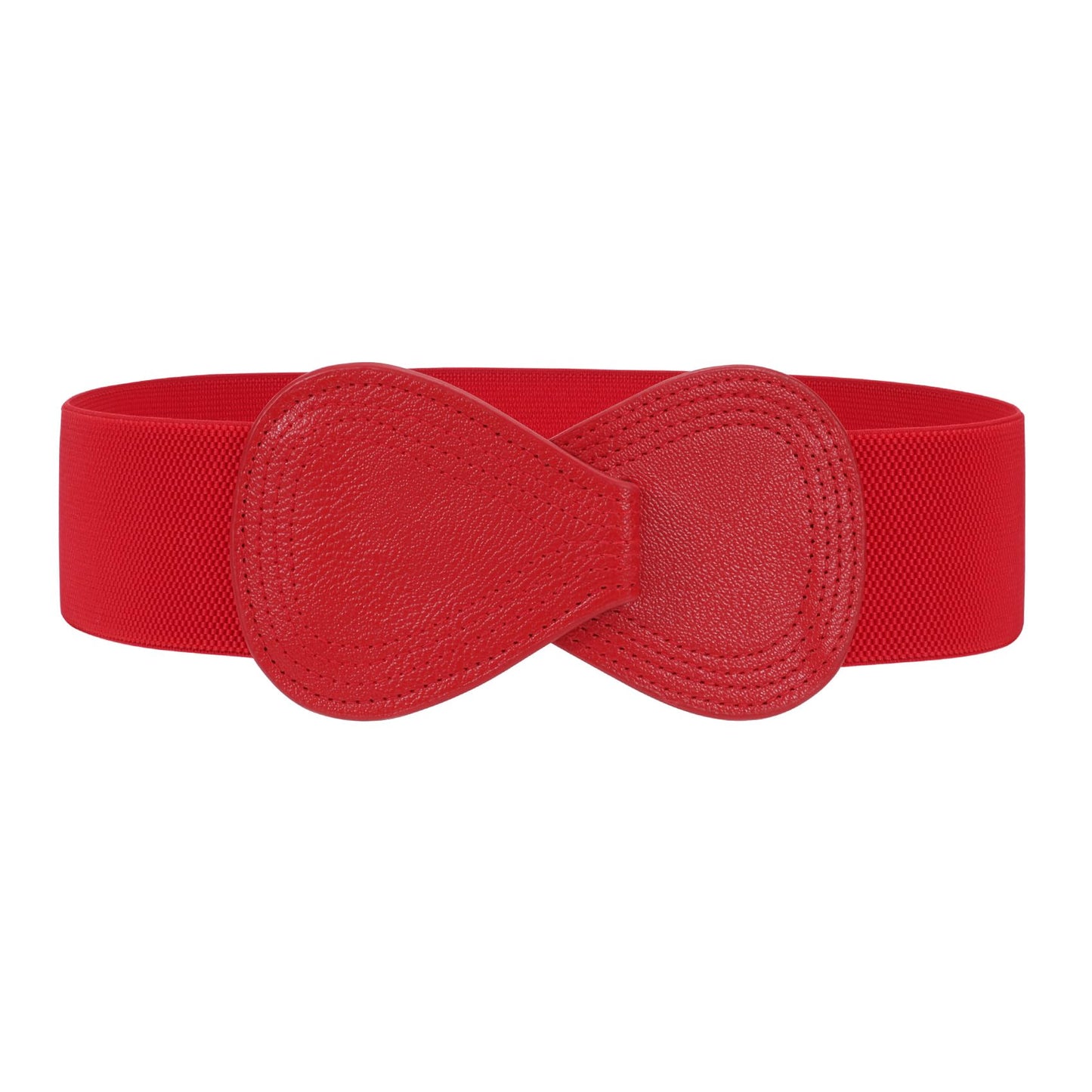 HOTWHIPPY Women Wide Elastic Belt Ladies Stretch Dress Belt Fashion Waistband with 8-shaped Interlock Leather Buckle