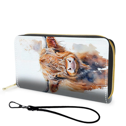 HOTWallet,Large Capacity RFID Blocking Leather Wallet, Durable Smooth Zipper Clutch,Unisex Travel Wallet for Cards,Cash,and Coins - Black Cat and Flowers