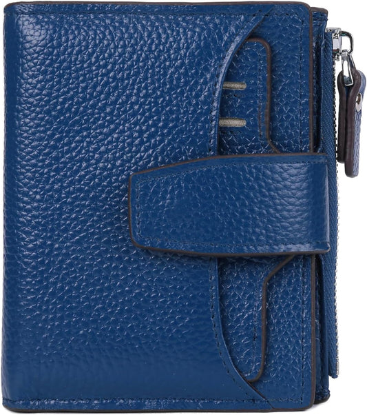 HOTWomen's RFID Blocking Leather Small Compact Bi-fold Zipper Pocket Wallet Card Case Purse with id Window