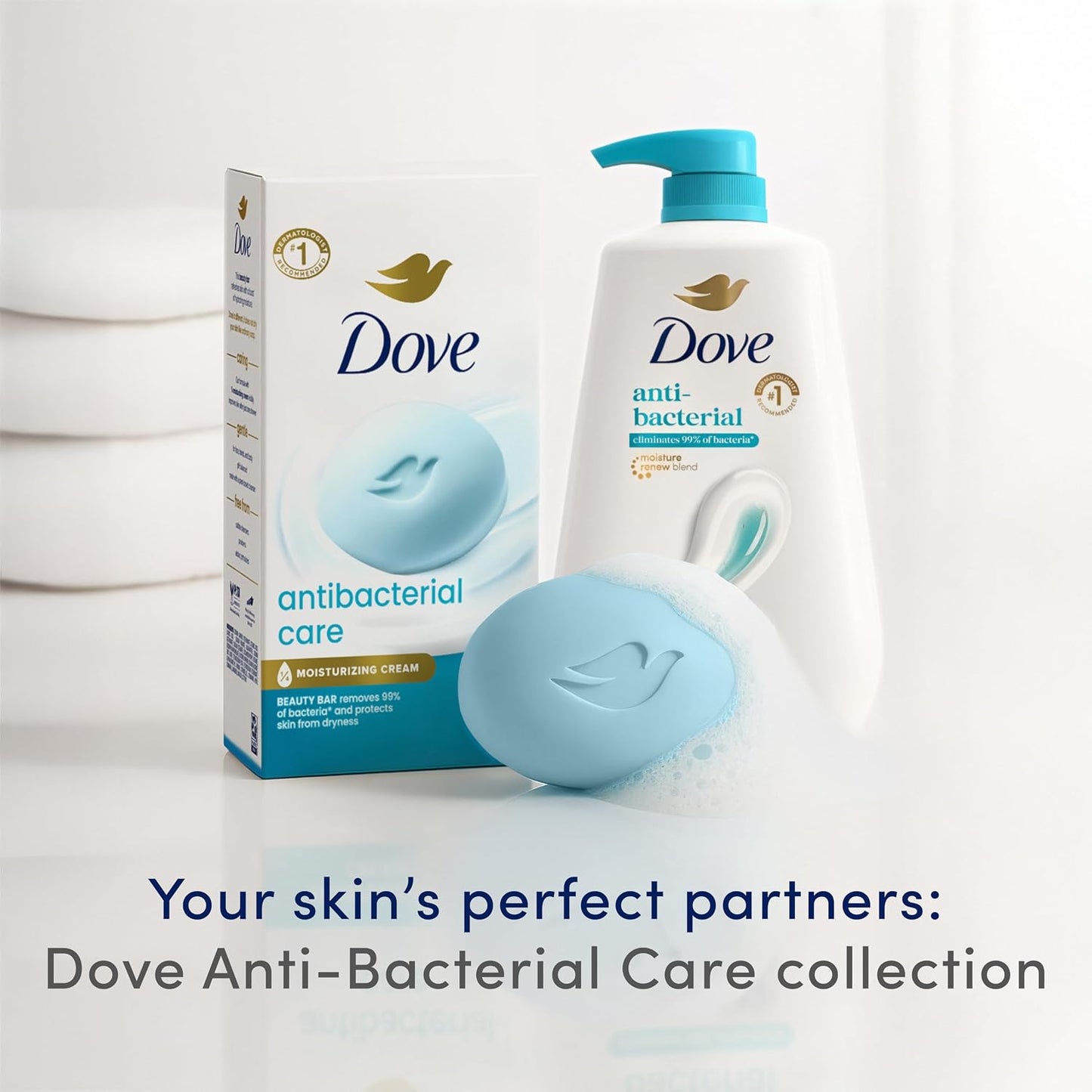 HOTDove Antibacterial Care Beauty Bar Soap 6 Count, Moisturizing Cleanser, 3.75 oz I Antibacterial beauty bar with ¼ moisturizing cream that removes 99% of bacteria while protecting skin from dryness