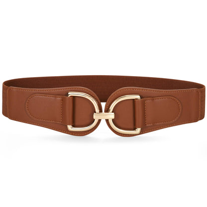 HOTSANSTHS Vintage Women Stretchy Wide Belt Chunky Buckle Elastic Wide Waist Belts for Dresses Coats