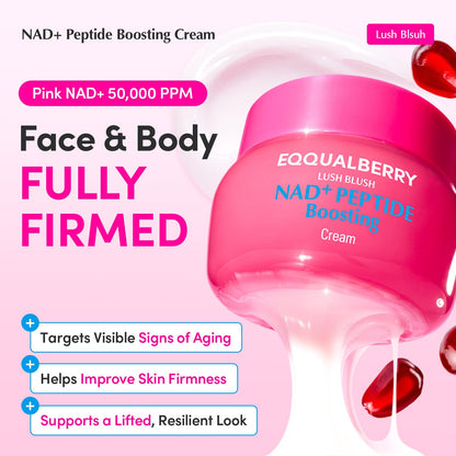 HOTEQQUALBERRY NAD+ Peptide Boosting Cream – NAD+ 5% & 13 Peptides Anti-Aging Korean Skincare Face & Body Cream | Firming & Lifting Pink Neck Cream for Sagging Skin (1.69 fl.oz / 50ml)