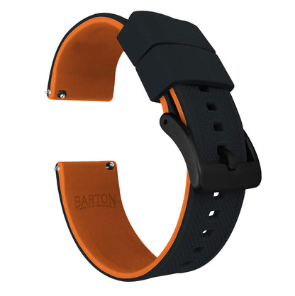 HOTBARTON Elite Silicone Watch Bands - Quick Release - Choose Strap Color & Buckle Color (Stainless Steel, Black PVD or Gunmetal Grey) - 18mm, 20mm, 22mm & 24mm Watch Straps