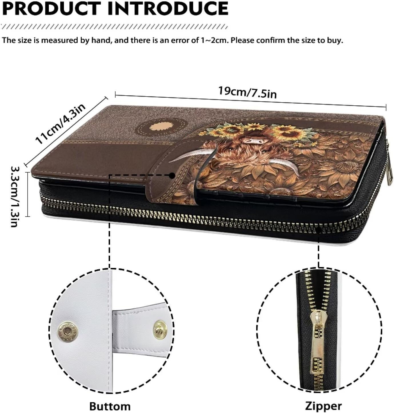 HOTCOEQINE Ladies Wallets Pink Leopard Heart Black Printed Leather Phone Long Clutch Purses Check Coin Change Holder