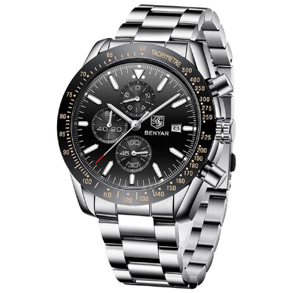 HOTBENYAR Watch for Men Analog Quartz Chronograph Waterproof Luminous Designer Mens Wrist Watches Business Work Sport Casual Dress Watch with Silicone Strap Elegant Gifts for Men