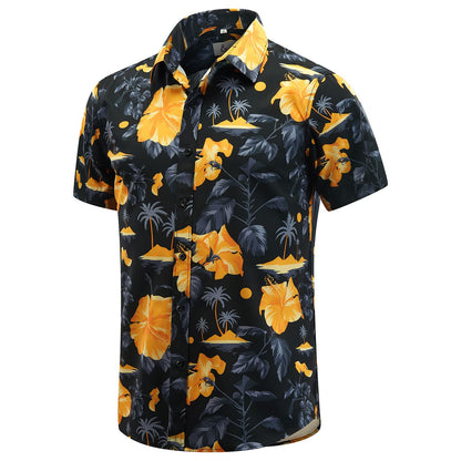 HOTEUOW Men's Hawaiian Shirt Short Sleeve Printed Button Down Beach Shirts