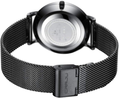 HOTMens Watches Ultra-Thin Minimalist Waterproof - Fashion Wrist Watch for Men Unisex Dress with Stainless Steel Mesh Band