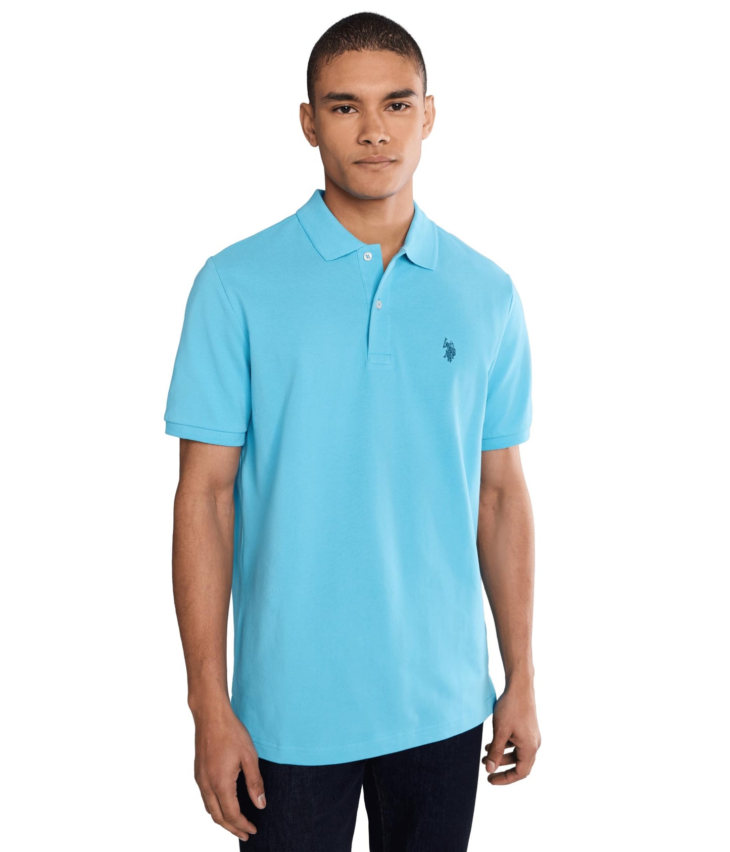 HOTU.S. Polo Assn. Men's Classic Polo Shirt, Two-Button Closure Pique Polo Shirt, Summer Fashion Golf Shirt | Two-Button Closure Pique Polo Shirt, Summer Fashion Golf Shirt