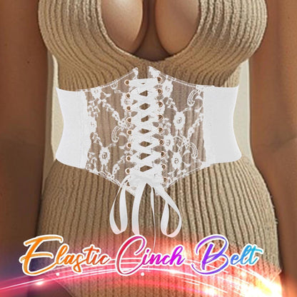 HOTBODIY Women Lace Corset Belts Elastic Cinch Belt Tied Waspie Wide Waist Bustiers for Dress