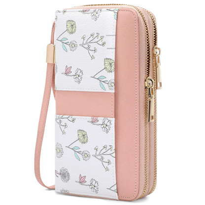 HOTSENDEFN Wallets for Women Double Zip Pocket RFID Blocking Vegan Leather Card Holder Ladies Large Capacity Wristlet Clutch