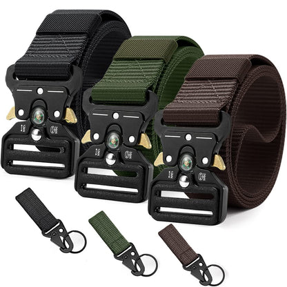 HOTDOOPAI Tactical Belt for Men, Military Nylon Web with Heavy Duty Quick Release Metal Buckle, 1.5'' Wide - Ideal for Work,