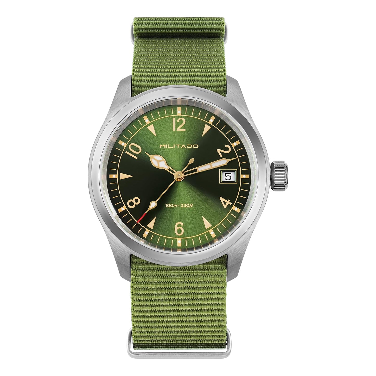 HOTTACTICAL FROG Militado ML08 Field Watch Japanese Sweep VH31 / 515 Movt with Calendar, Men's Military Watch Sapphire Crystal 10 ATM Waterproof Analog Watches for Men