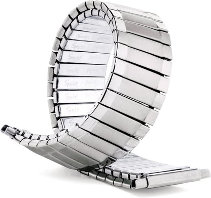 HOTSpeidel Men’s Twist-O-Flex Stainless Steel Stretch Metal Replacement Expansion Watch Band with Self-Adjusting Straight or Curved Ends for 16mm 17mm 18mm 19mm 20mm 21mm 22mm
