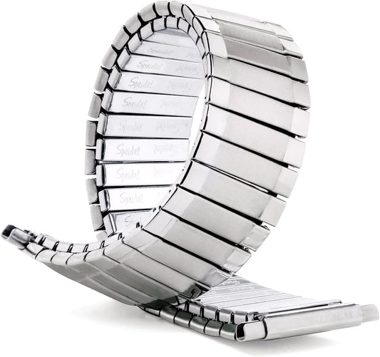 HOTSpeidel Men’s Twist-O-Flex Stainless Steel Stretch Metal Replacement Expansion Watch Band with Self-Adjusting Straight or Curved Ends for 16mm 17mm 18mm 19mm 20mm 21mm 22mm