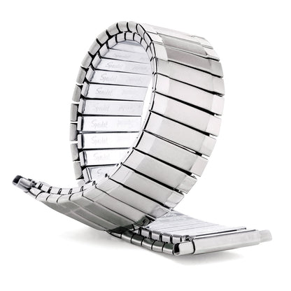HOTSpeidel Men’s Twist-O-Flex Stainless Steel Stretch Metal Replacement Expansion Watch Band with Self-Adjusting Straight or Curved Ends for 16mm 17mm 18mm 19mm 20mm 21mm 22mm