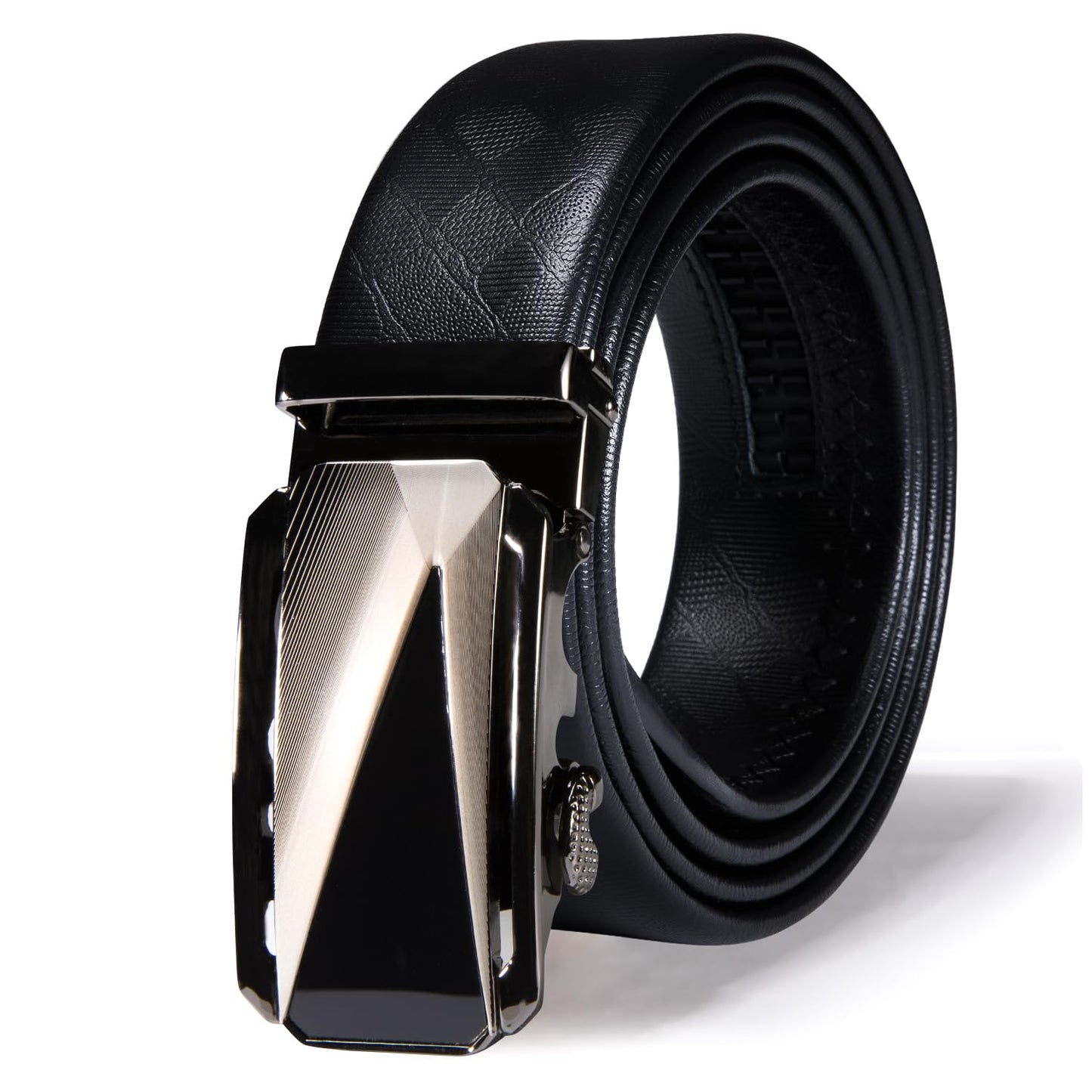 HOTDubulle Designer Mens Belts, Sliding Automatic Buckle Ratchet Dress Belt TOP Genuine Leather Strap Gifts
