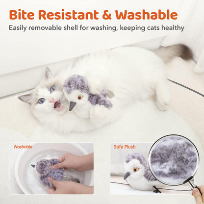 HOTPotaroma Cat Toys Flapping Bird (No Flying), Lifelike Sandpiper Chirp Tweet, Rechargeable Touch Activated Kitten Toy Interactive Cat Exercise Toys for All Breeds Cat Kicker Catnip Toys 4.0" | Lifelike Sandpiper Chirp, Touch Activated, Rechargeable Kitt