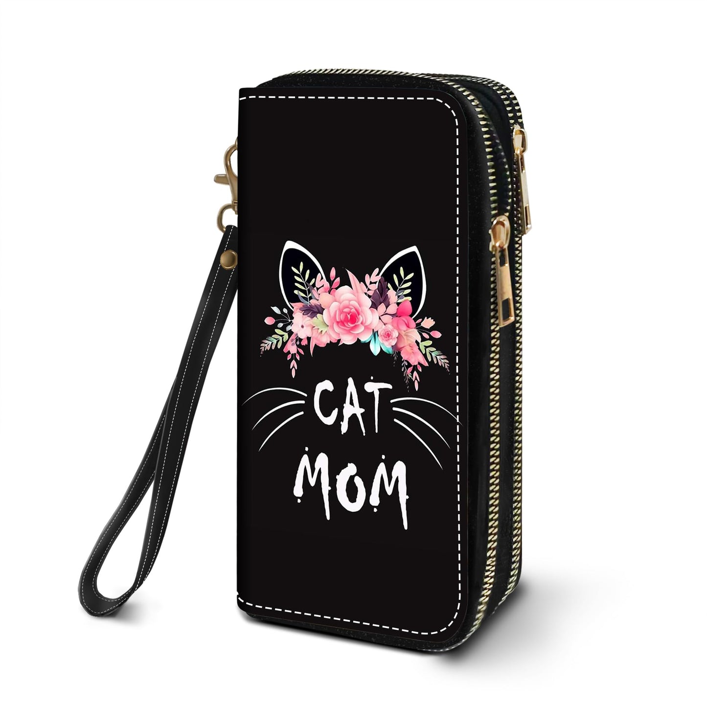 HOTWomen's Large Capacity Wallet PU Leather Double Zipper Clutch Purse Multifunctional Wallet with Removable Wristlet Strap for Smart Phone/Coin/Card/Cash, Flower Butterfly