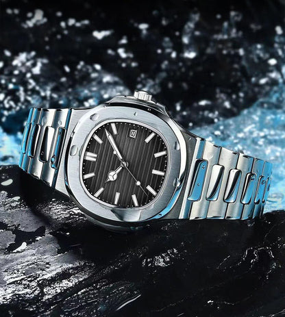 HOTBESTKANG Men Quartz Movement Watch Waterproof Luminous Men's Watch, Stainless Steel Strap Business Watches