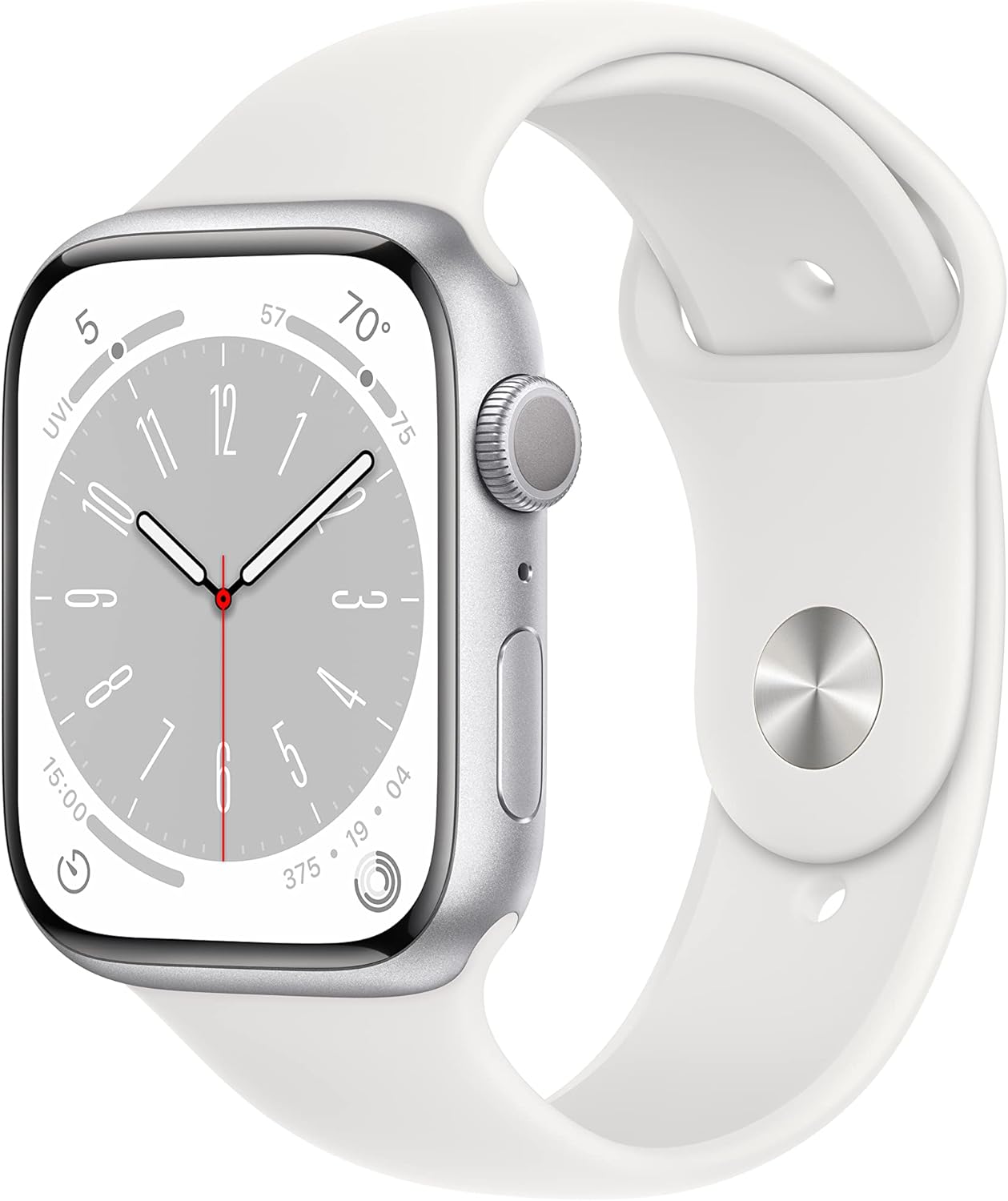 HOTApple Watch Series 8 (GPS, 45MM) - Starlight Aluminum Case with Starlight Sport Band (Renewed Premium)