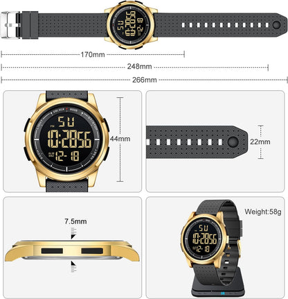 HOTGOLDEN HOUR Ultra-Thin Minimalist Sports Waterproof Digital Watches Men with Wide-Angle Display Rubber Strap Wrist Watch for Men Women