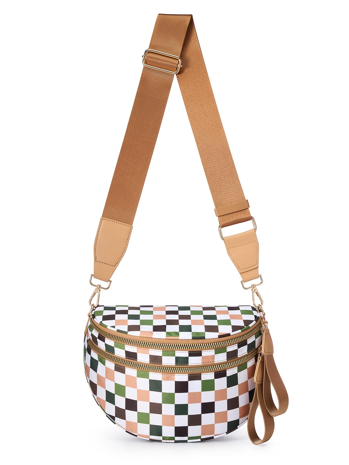 HOTBlack and White Checkered Crossbody Bag Bum Bag for Women,Spacious Checkered Purse Fanny Packs Belt Bag