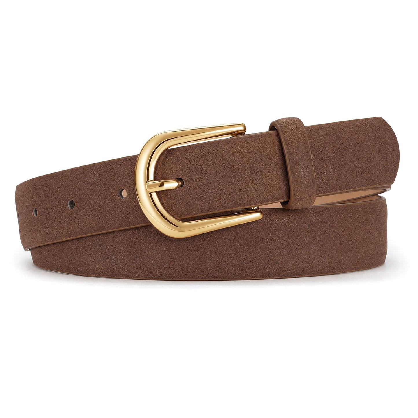 HOTJASGOOD Leather Belt Women Belts for Jean Pants with Gold Buckle Fashion Ladies Waist Belt