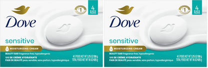HOTDove Beauty Bar Soap Sensitive, 8 Bars for Sensitive Skin, Fragrance Free and Hypoallergenic 3.75 oz
