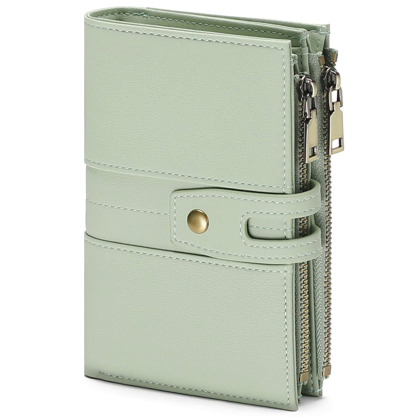 HOTGAEKEAO Wallets for Women Leather RFID Blocking Bifold Double Zipper Pockets Wallet Card Case Purse with 4 ID Windows